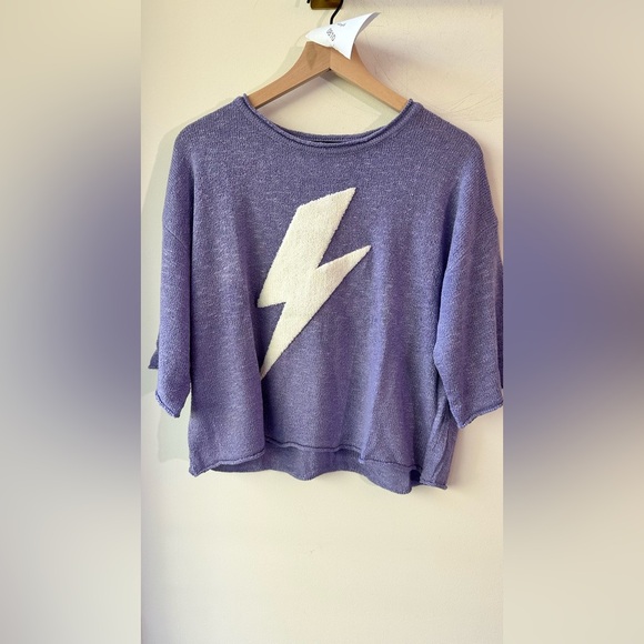 810. Promesa, Purple Knit Lightning Bolt Sweater, Size S - Picture 1 of 5